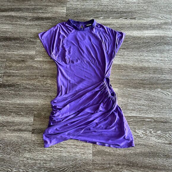 EUC Jacquemus La Robe Espelho Court Cupro Mini Dress Purple XL Cutout Bodycon - Picture 13 of 16